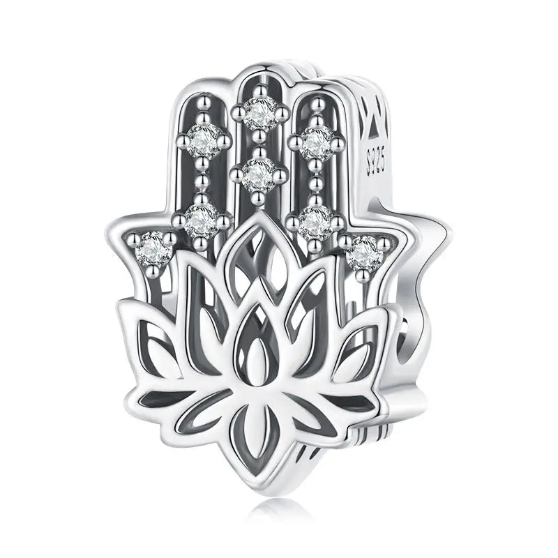 WOSTU 925 Sterling Silver Hand of Fatima Charm with Evil Eye – Bead Pendant for DIY Bracelets & Necklaces - Grab Life