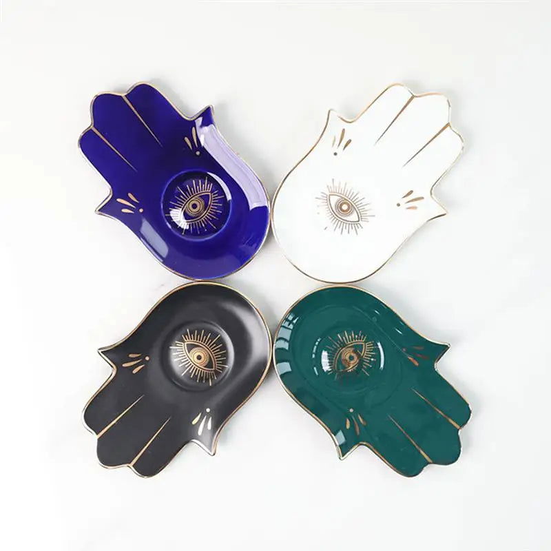 1pc Evil Eye Dividers Boxes Dish Holder Soap Plate Eye Of The Storage Trinket Shelf Ceramic Hand Display Trinket Shelf For - Grab Life