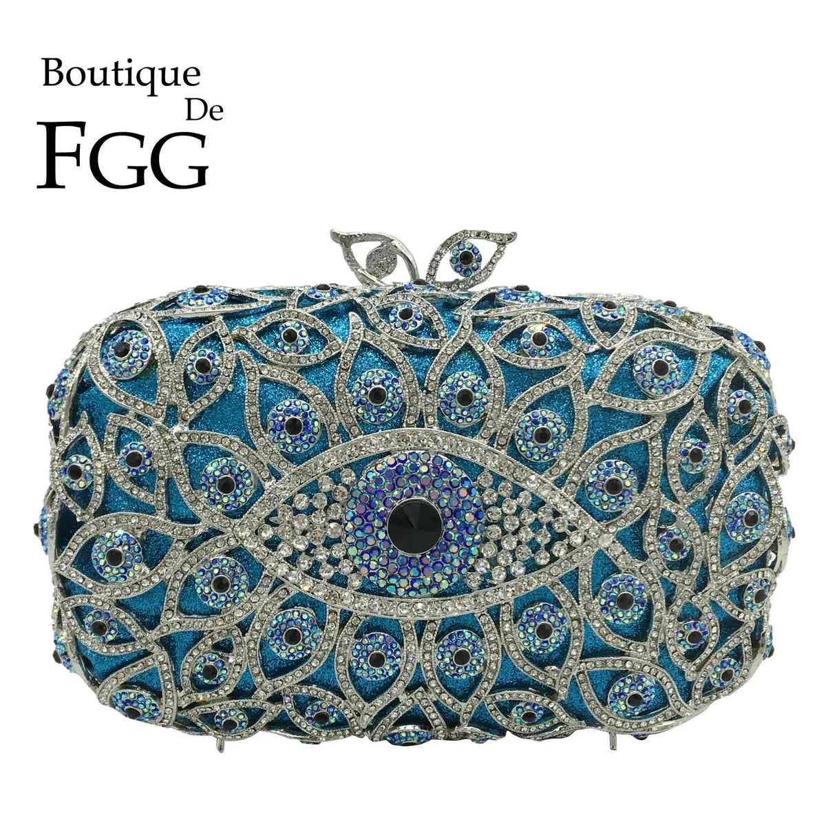 Boutique De FGG (in stock) Evil Eye Women Crystal Clutch Evening Minaudiere Bags Party Dinner Rhinestone Handbags Bridal Purse - Grab Life
