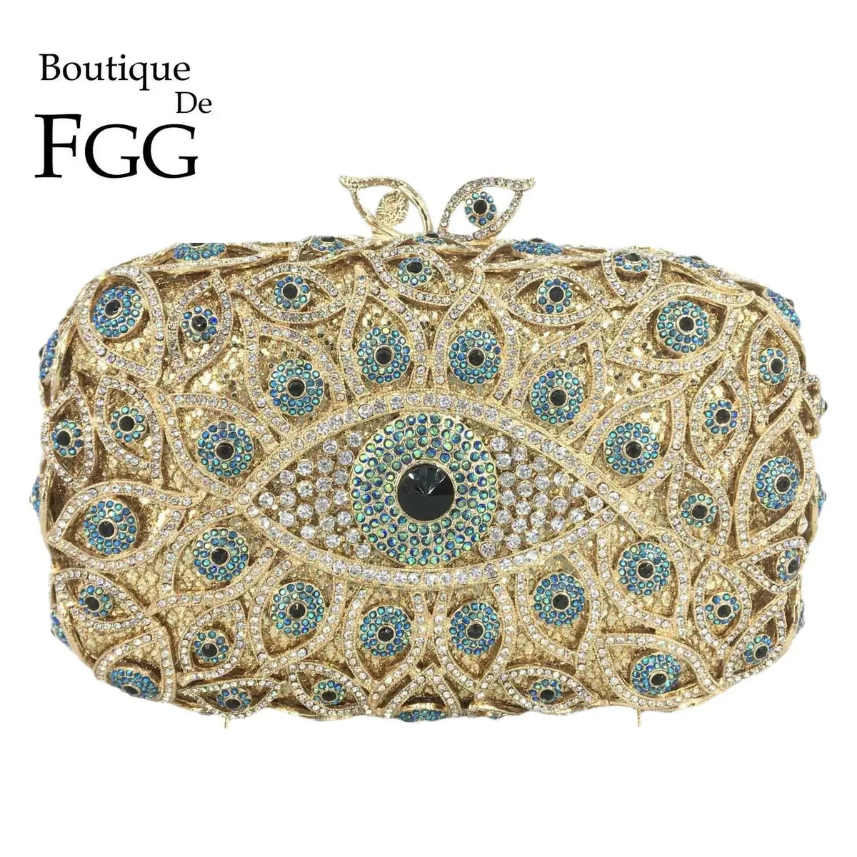 Boutique De FGG (in stock) Evil Eye Women Crystal Clutch Evening Minaudiere Bags Party Dinner Rhinestone Handbags Bridal Purse - Grab Life