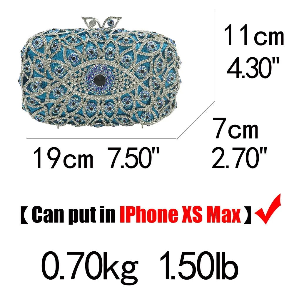 Boutique De FGG (in stock) Evil Eye Women Crystal Clutch Evening Minaudiere Bags Party Dinner Rhinestone Handbags Bridal Purse - Grab Life