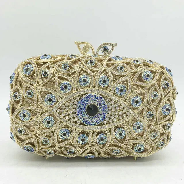 Boutique De FGG (in stock) Evil Eye Women Crystal Clutch Evening Minaudiere Bags Party Dinner Rhinestone Handbags Bridal Purse - Grab Life
