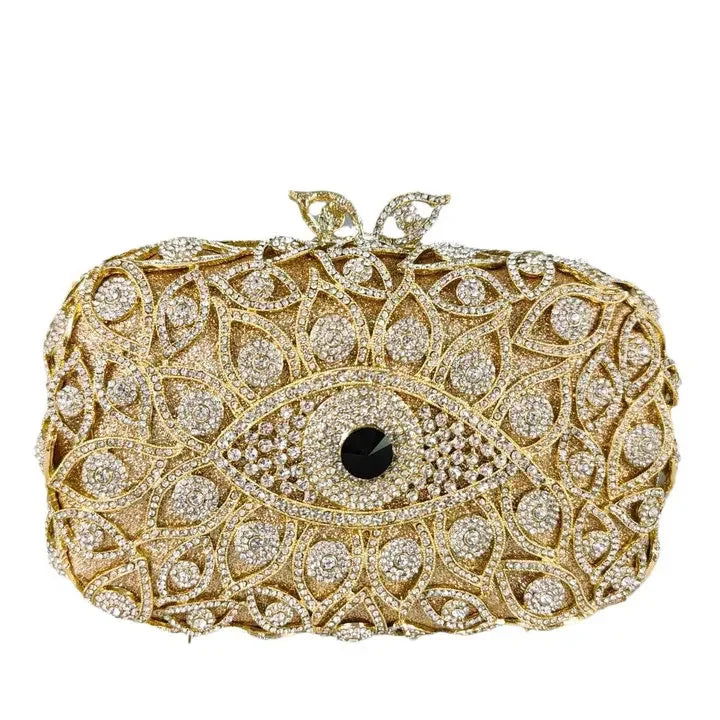 Boutique De FGG (in stock) Evil Eye Women Crystal Clutch Evening Minaudiere Bags Party Dinner Rhinestone Handbags Bridal Purse - Grab Life