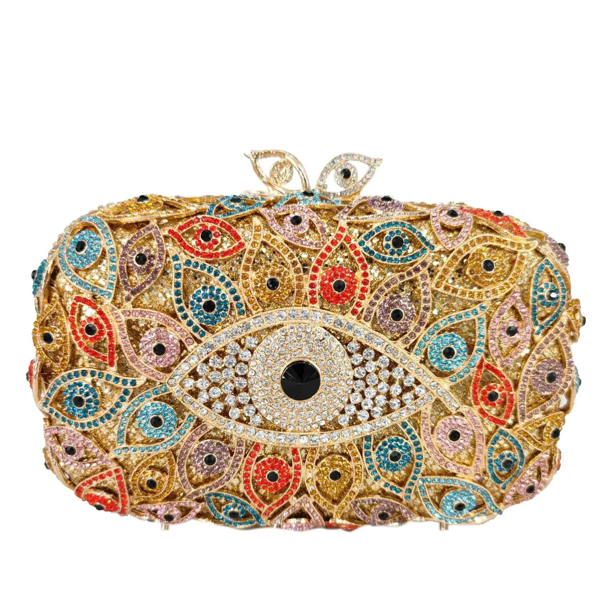 Boutique De FGG (in stock) Evil Eye Women Crystal Clutch Evening Minaudiere Bags Party Dinner Rhinestone Handbags Bridal Purse - Grab Life
