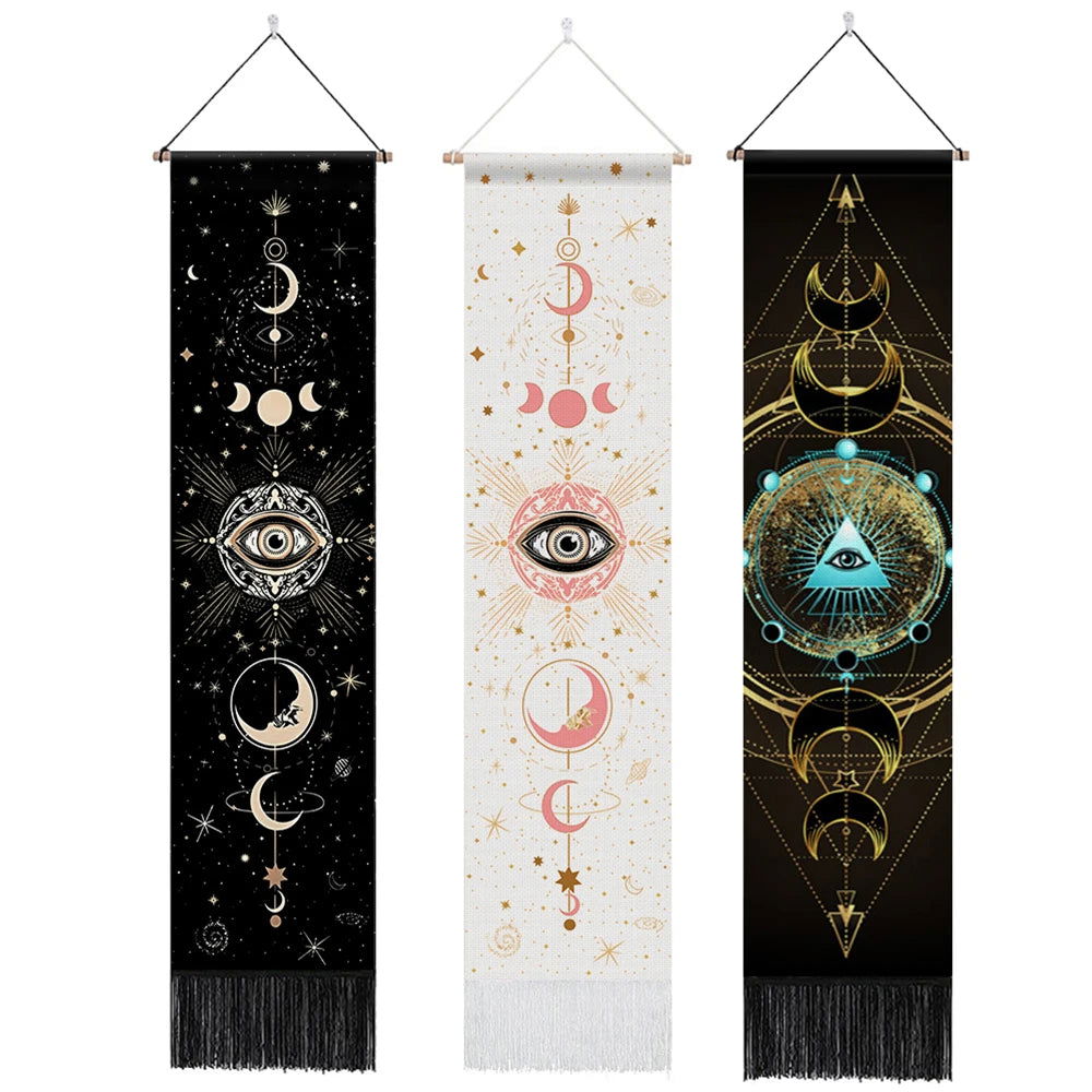 Celestial Serenity Tapestry - Moon Phases & Evil Eye Art for Home Décor

Transform your living space into a haven of peace and inspiration with our Celestial Serenity Tapestry. This exquisite wall hanging features mesmerizing geometric designs of moon - Grab Life
