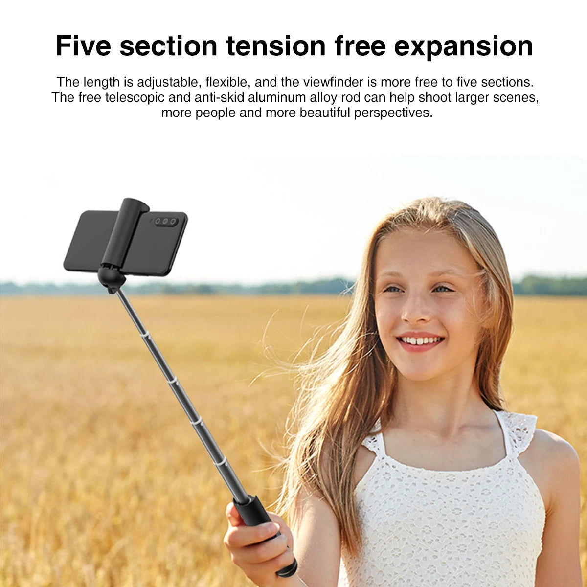 Compact Bluetooth Selfie Stick with Remote for iPhone & Android - Perfect for Fashion Shots & Outfit Videos - Grab Life