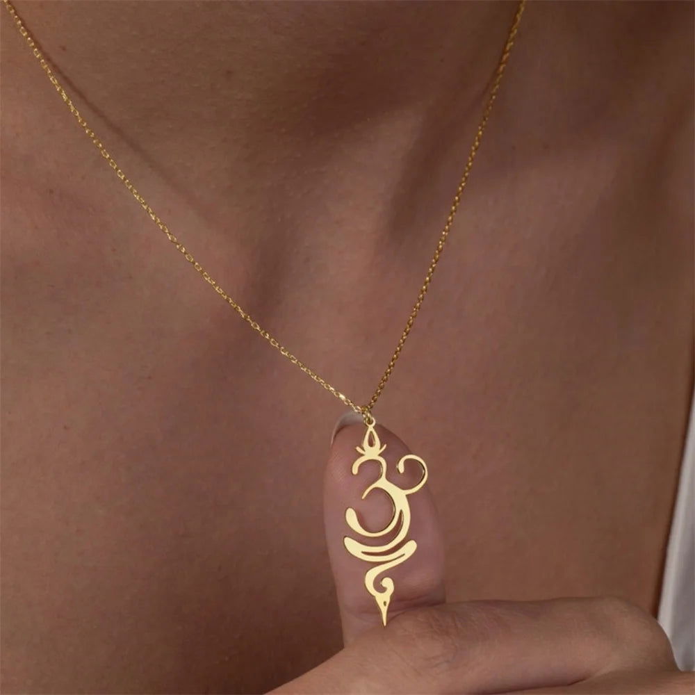 Fashion OM Buddhism Pendant Ohm Necklace for Women Stainless Steel Mala Indian Yoga Chakra Breathe Meditation Amulet Jewelry - Grab Life