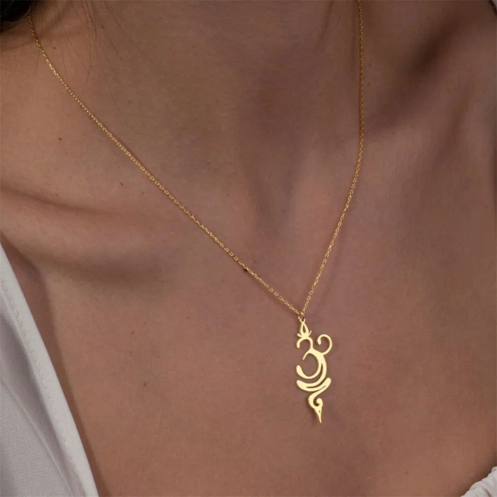 Fashion OM Buddhism Pendant Ohm Necklace for Women Stainless Steel Mala Indian Yoga Chakra Breathe Meditation Amulet Jewelry - Grab Life