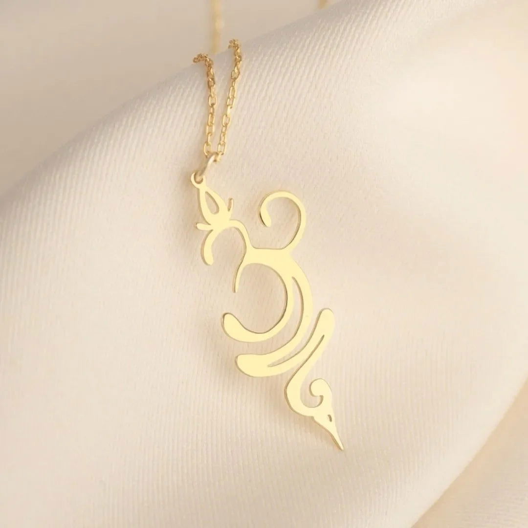 Fashion OM Buddhism Pendant Ohm Necklace for Women Stainless Steel Mala Indian Yoga Chakra Breathe Meditation Amulet Jewelry - Grab Life