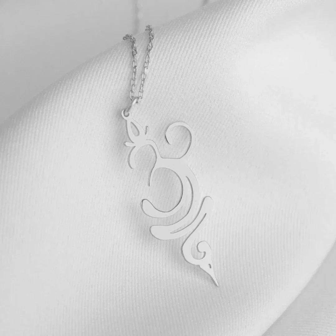 Fashion OM Buddhism Pendant Ohm Necklace for Women Stainless Steel Mala Indian Yoga Chakra Breathe Meditation Amulet Jewelry - Grab Life