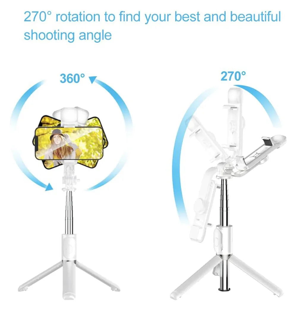 Illuminated Wireless Bluetooth Selfie Stick Tripod with Adjustable Fill Light for Perfect Selfies and Videos - Grab Life