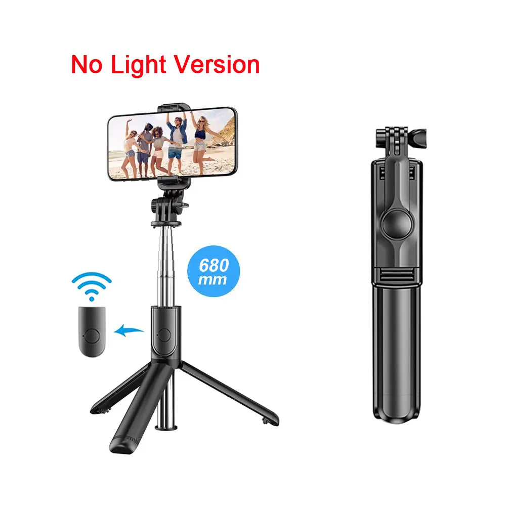 Illuminated Wireless Bluetooth Selfie Stick Tripod with Adjustable Fill Light for Perfect Selfies and Videos - Grab Life