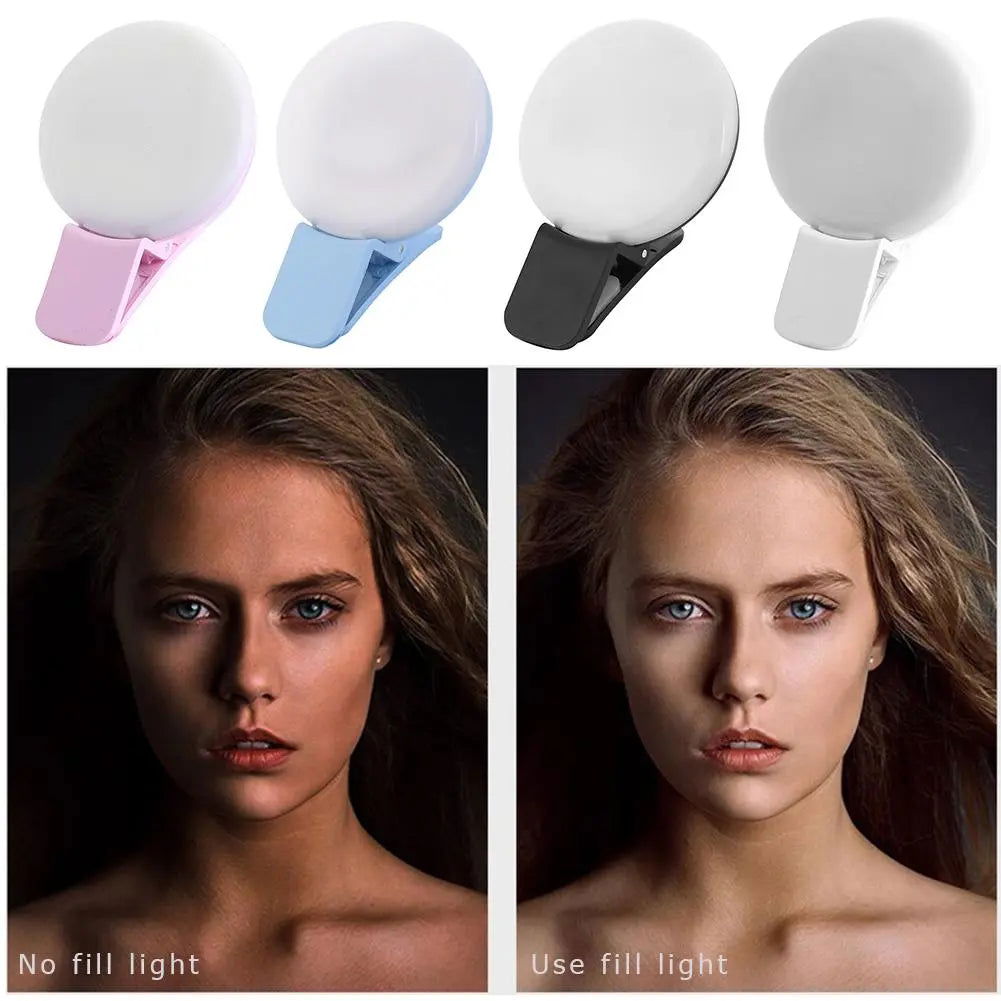 Mobile Phone LED Selfie Ring Light Portable Mini Durable Practical Three Stop Dimming Circle Photography Clip Fill Light - Grab Life