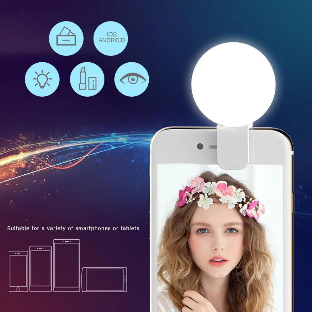 Mobile Phone LED Selfie Ring Light Portable Mini Durable Practical Three Stop Dimming Circle Photography Clip Fill Light - Grab Life