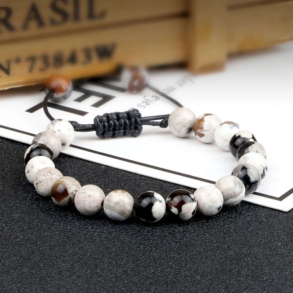 Natural Agates Stone Bracelet Women Quartzs Chakra Beaded Bracelets Handmade Bangles Men Yoga Energy Jewelry Gifts Adjustable - Grab Life