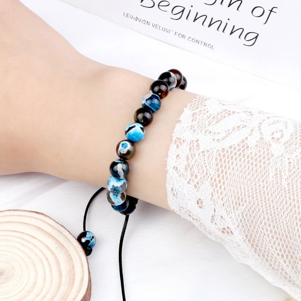 Natural Agates Stone Bracelet Women Quartzs Chakra Beaded Bracelets Handmade Bangles Men Yoga Energy Jewelry Gifts Adjustable - Grab Life