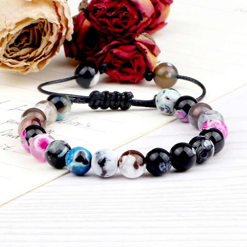 Natural Agates Stone Bracelet Women Quartzs Chakra Beaded Bracelets Handmade Bangles Men Yoga Energy Jewelry Gifts Adjustable - Grab Life