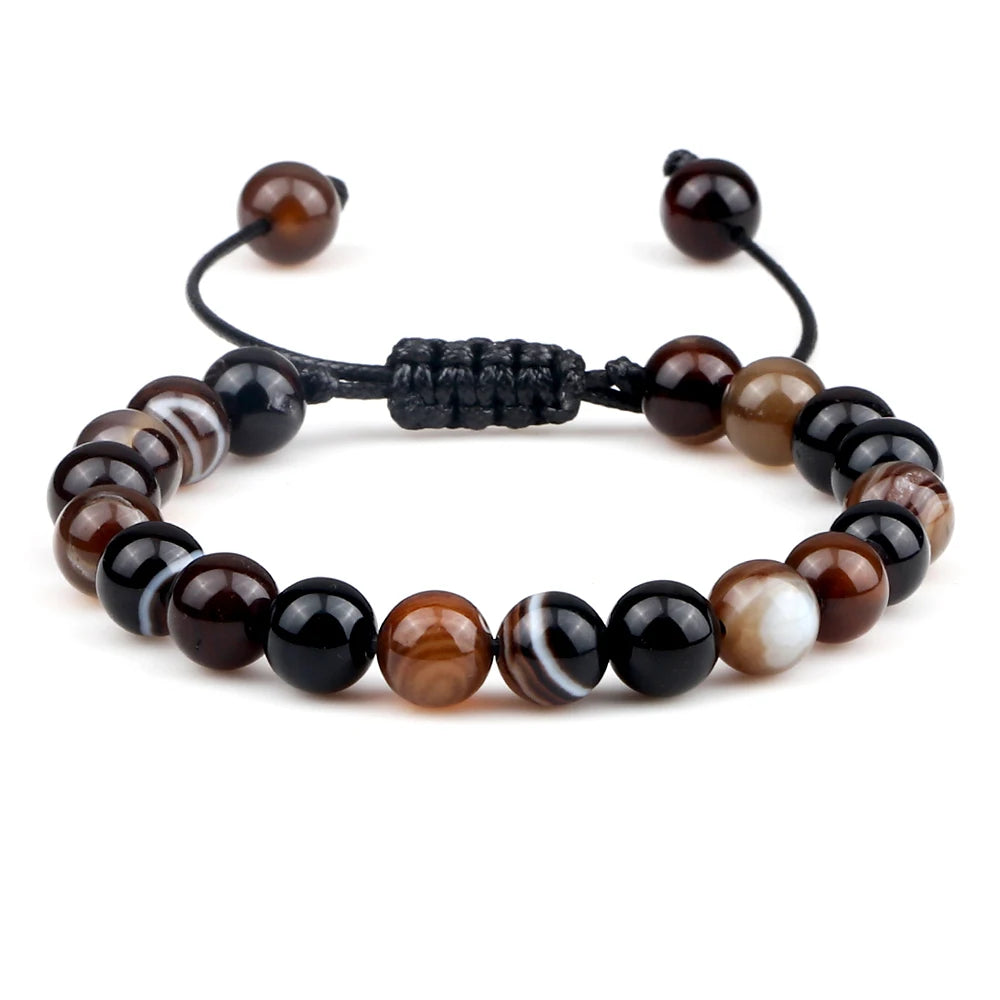 Natural Agates Stone Bracelet Women Quartzs Chakra Beaded Bracelets Handmade Bangles Men Yoga Energy Jewelry Gifts Adjustable - Grab Life