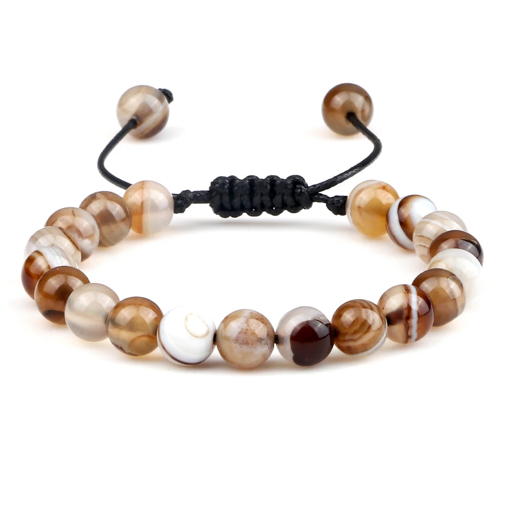 Natural Agates Stone Bracelet Women Quartzs Chakra Beaded Bracelets Handmade Bangles Men Yoga Energy Jewelry Gifts Adjustable - Grab Life