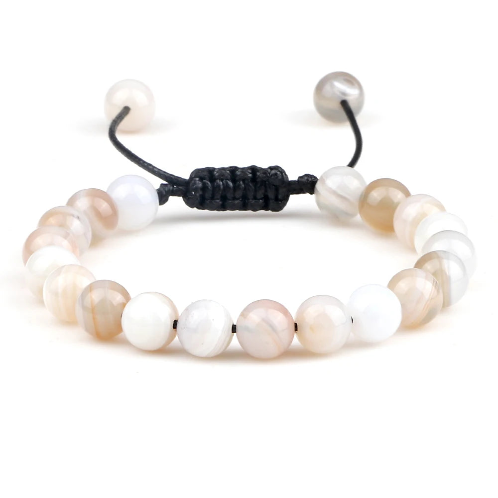 Natural Agates Stone Bracelet Women Quartzs Chakra Beaded Bracelets Handmade Bangles Men Yoga Energy Jewelry Gifts Adjustable - Grab Life