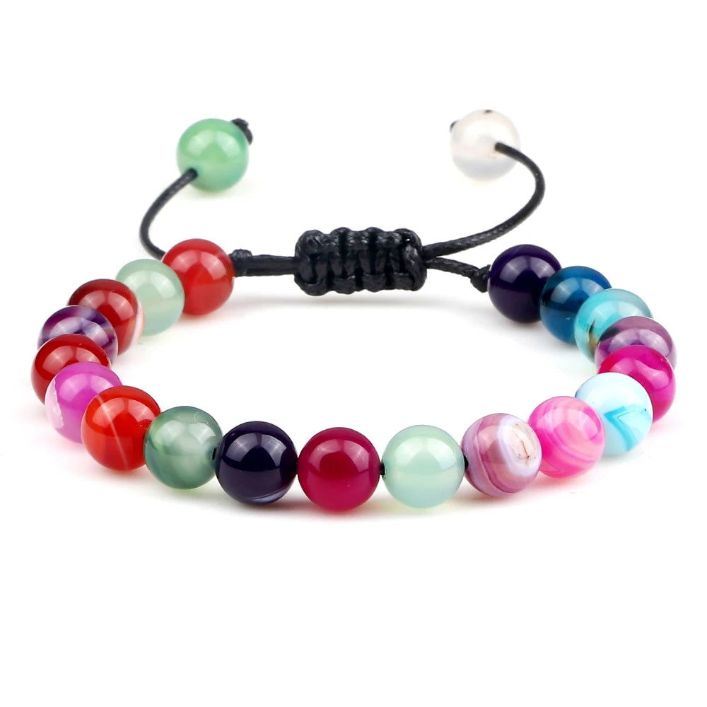 Natural Agates Stone Bracelet Women Quartzs Chakra Beaded Bracelets Handmade Bangles Men Yoga Energy Jewelry Gifts Adjustable - Grab Life