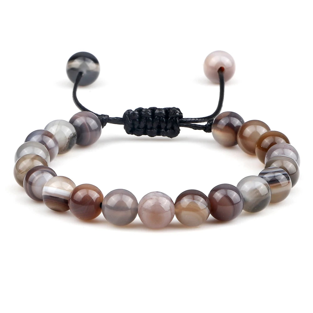 Natural Agates Stone Bracelet Women Quartzs Chakra Beaded Bracelets Handmade Bangles Men Yoga Energy Jewelry Gifts Adjustable - Grab Life