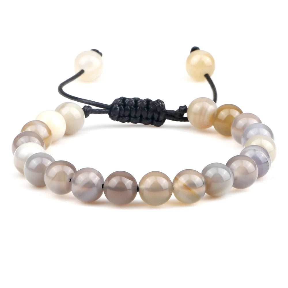 Natural Agates Stone Bracelet Women Quartzs Chakra Beaded Bracelets Handmade Bangles Men Yoga Energy Jewelry Gifts Adjustable - Grab Life