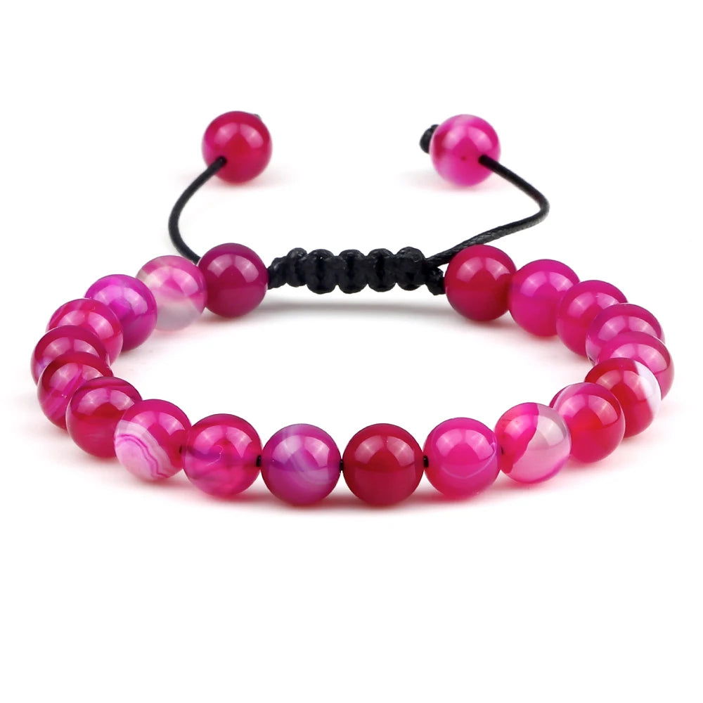 Natural Agates Stone Bracelet Women Quartzs Chakra Beaded Bracelets Handmade Bangles Men Yoga Energy Jewelry Gifts Adjustable - Grab Life
