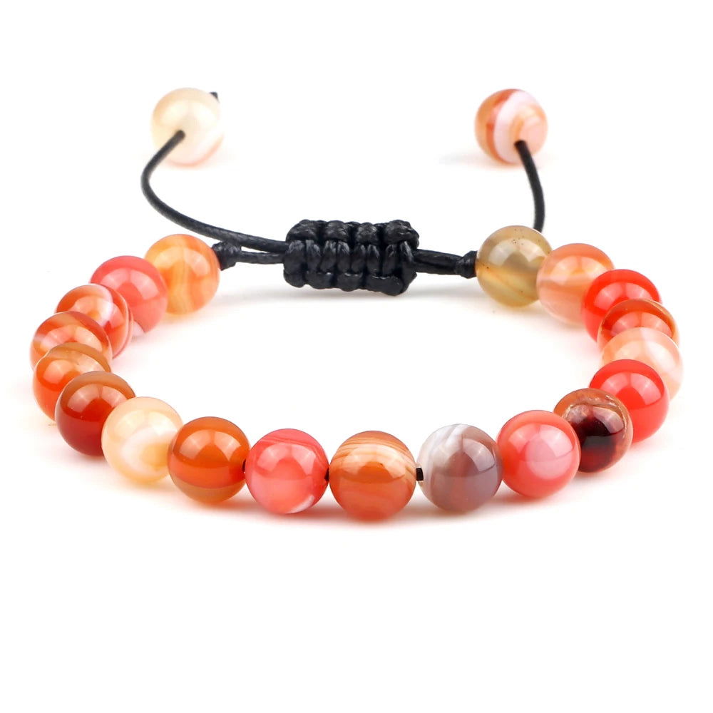 Natural Agates Stone Bracelet Women Quartzs Chakra Beaded Bracelets Handmade Bangles Men Yoga Energy Jewelry Gifts Adjustable - Grab Life