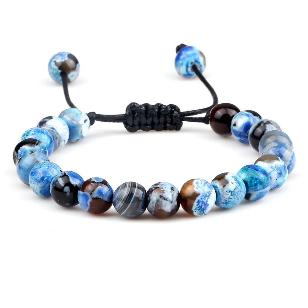 Natural Agates Stone Bracelet Women Quartzs Chakra Beaded Bracelets Handmade Bangles Men Yoga Energy Jewelry Gifts Adjustable - Grab Life
