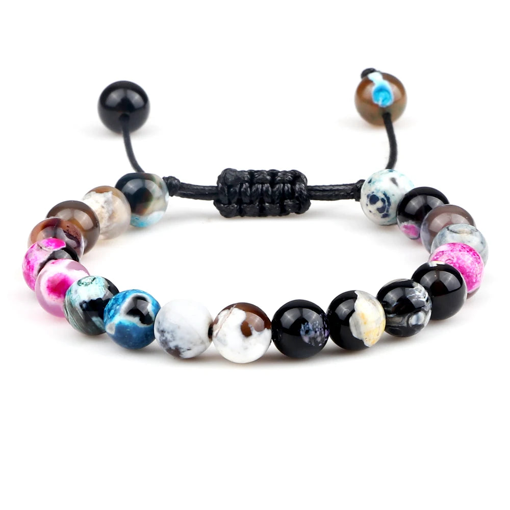Natural Agates Stone Bracelet Women Quartzs Chakra Beaded Bracelets Handmade Bangles Men Yoga Energy Jewelry Gifts Adjustable - Grab Life