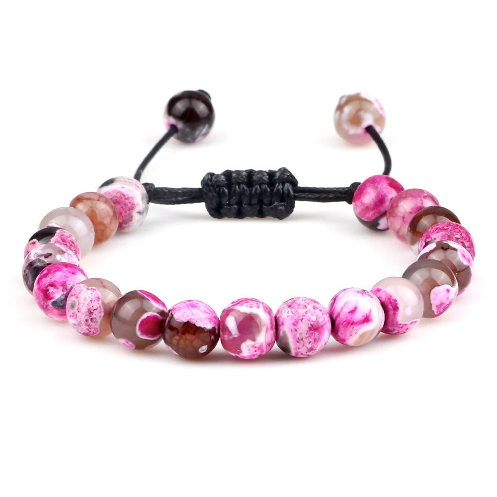Natural Agates Stone Bracelet Women Quartzs Chakra Beaded Bracelets Handmade Bangles Men Yoga Energy Jewelry Gifts Adjustable - Grab Life