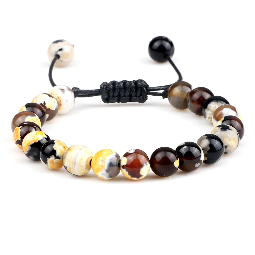 Natural Agates Stone Bracelet Women Quartzs Chakra Beaded Bracelets Handmade Bangles Men Yoga Energy Jewelry Gifts Adjustable - Grab Life