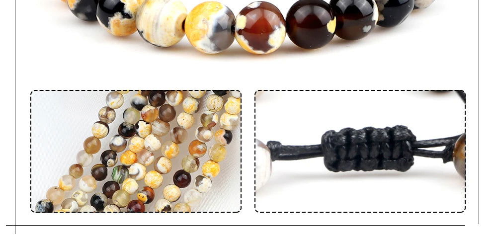 Natural Agates Stone Bracelet Women Quartzs Chakra Beaded Bracelets Handmade Bangles Men Yoga Energy Jewelry Gifts Adjustable - Grab Life