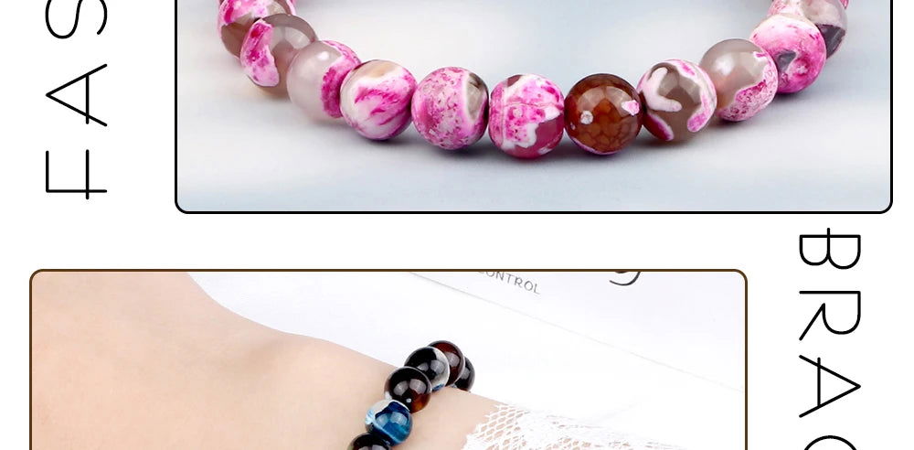 Natural Agates Stone Bracelet Women Quartzs Chakra Beaded Bracelets Handmade Bangles Men Yoga Energy Jewelry Gifts Adjustable - Grab Life