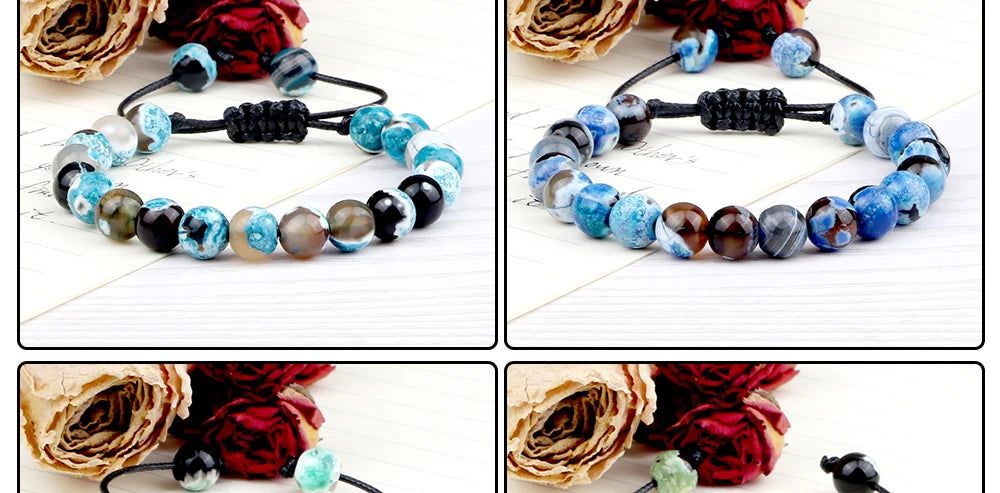 Natural Agates Stone Bracelet Women Quartzs Chakra Beaded Bracelets Handmade Bangles Men Yoga Energy Jewelry Gifts Adjustable - Grab Life