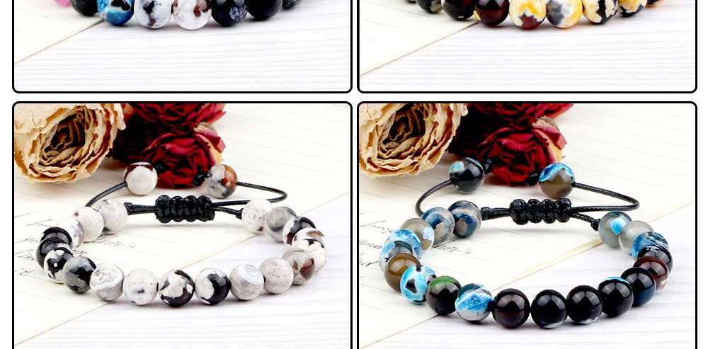 Natural Agates Stone Bracelet Women Quartzs Chakra Beaded Bracelets Handmade Bangles Men Yoga Energy Jewelry Gifts Adjustable - Grab Life