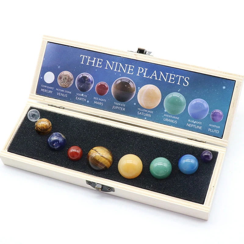 Natural Crystal 8 9 Planets Ball Solar Sun System Rock Quartz Stones Beads Healing Reiki Chakra Energy Sphere Galaxy Model Globe - Grab Life