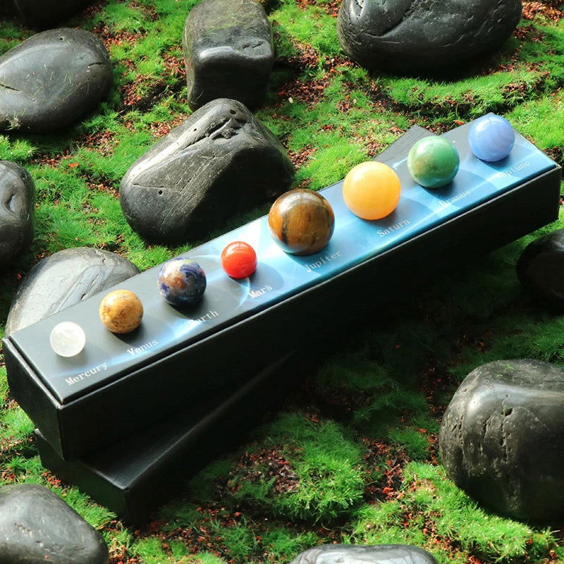 Natural Crystal 8 9 Planets Ball Solar Sun System Rock Quartz Stones Beads Healing Reiki Chakra Energy Sphere Galaxy Model Globe - Grab Life