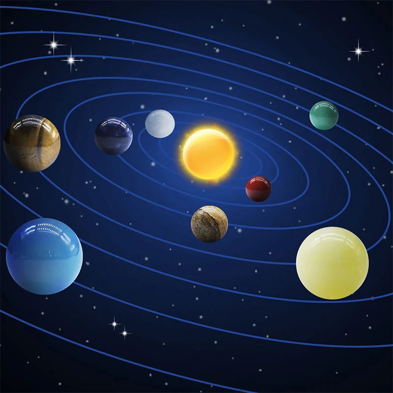 Natural Crystal 8 9 Planets Ball Solar Sun System Rock Quartz Stones Beads Healing Reiki Chakra Energy Sphere Galaxy Model Globe - Grab Life