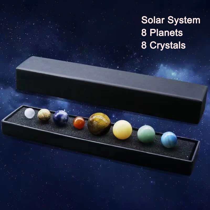 Natural Crystal 8 9 Planets Ball Solar Sun System Rock Quartz Stones Beads Healing Reiki Chakra Energy Sphere Galaxy Model Globe - Grab Life