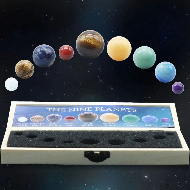 Natural Crystal 8 9 Planets Ball Solar Sun System Rock Quartz Stones Beads Healing Reiki Chakra Energy Sphere Galaxy Model Globe - Grab Life
