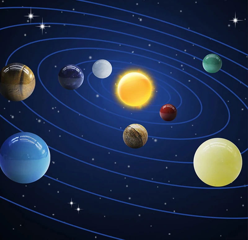 Natural Crystal 8 9 Planets Ball Solar Sun System Rock Quartz Stones Beads Healing Reiki Chakra Energy Sphere Galaxy Model Globe - Grab Life
