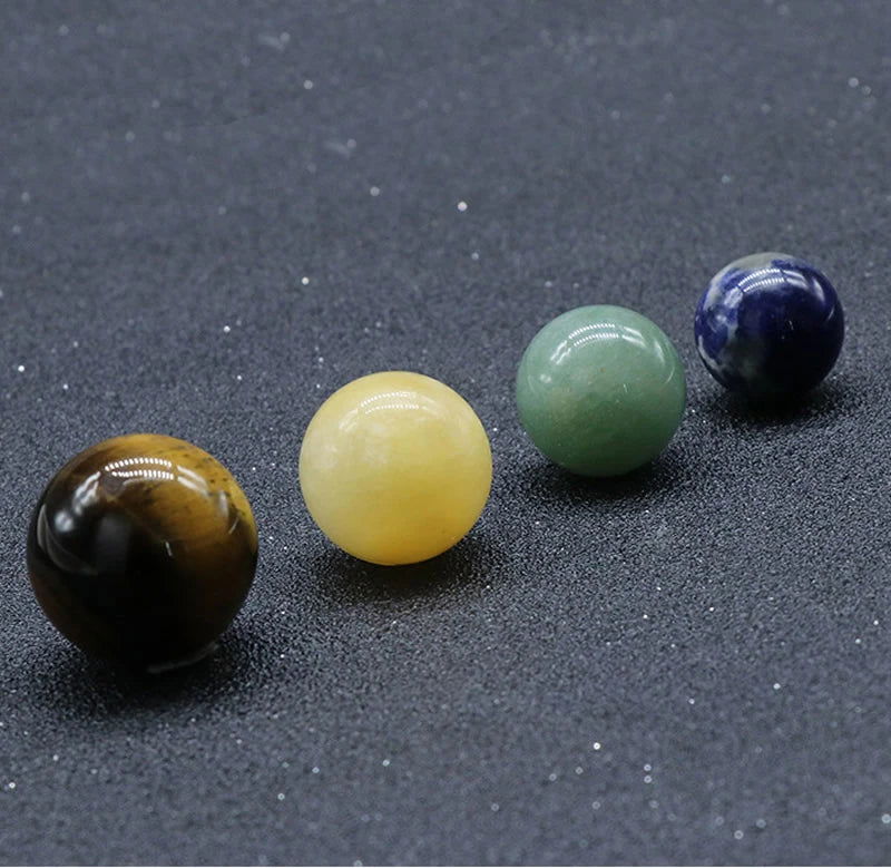 Natural Crystal 8 9 Planets Ball Solar Sun System Rock Quartz Stones Beads Healing Reiki Chakra Energy Sphere Galaxy Model Globe - Grab Life