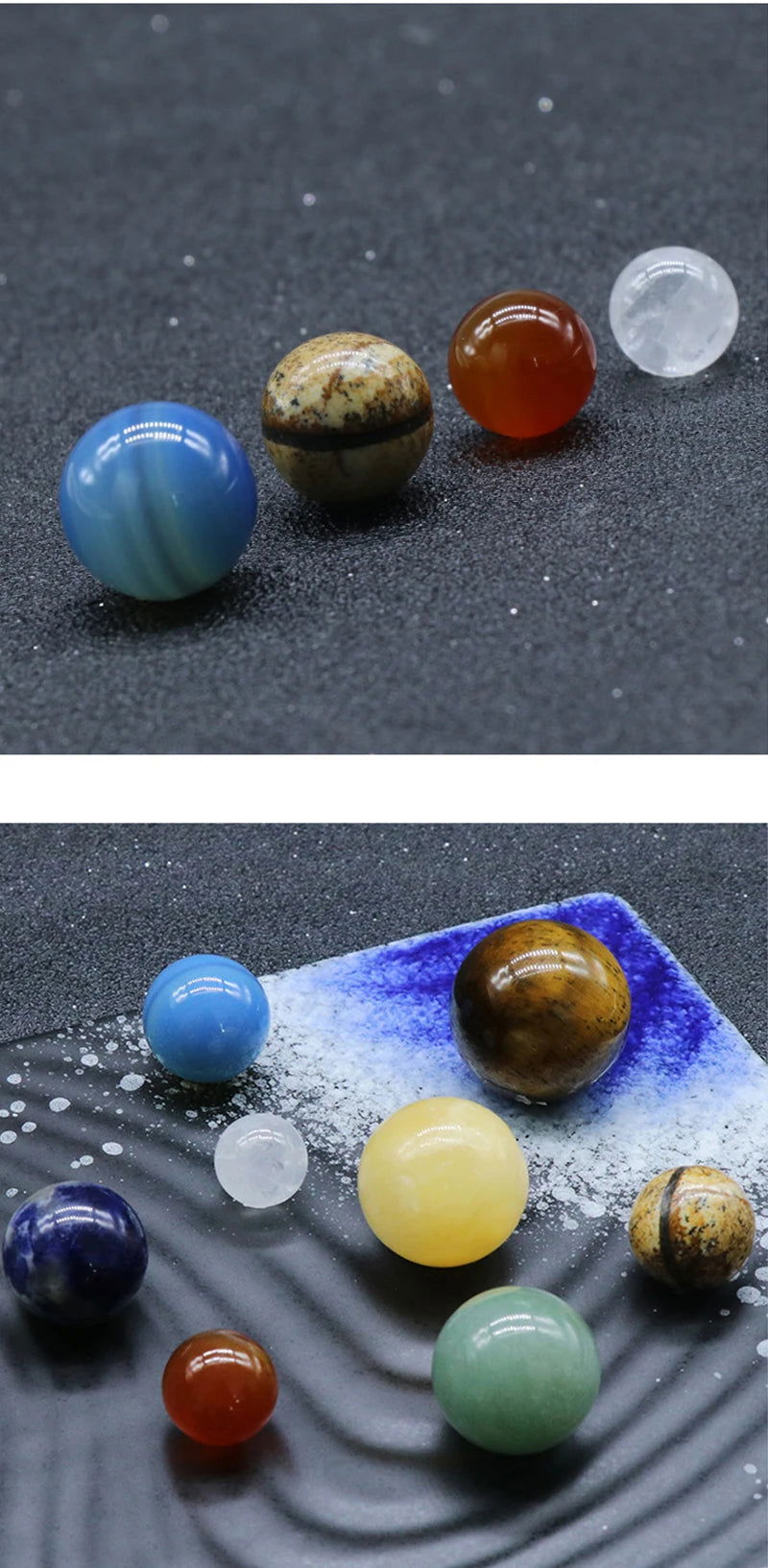 Natural Crystal 8 9 Planets Ball Solar Sun System Rock Quartz Stones Beads Healing Reiki Chakra Energy Sphere Galaxy Model Globe - Grab Life