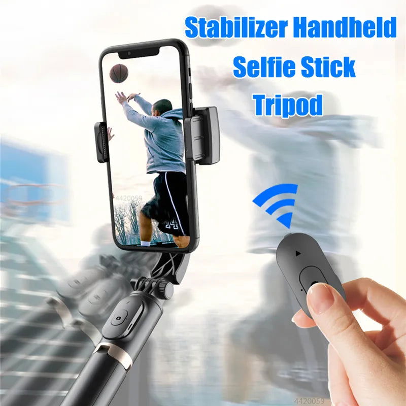 Roreta 2023 NEW Gimbal Stabilizer Selfie Stick Foldable Wireless Tripod with Bluetooth Shutter Monopod for IOS Android - Grab Life
