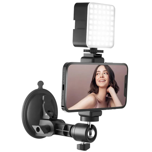 LED Selfie Mirror Phone Holder with Light,Travel Wall Phone Camera Mount