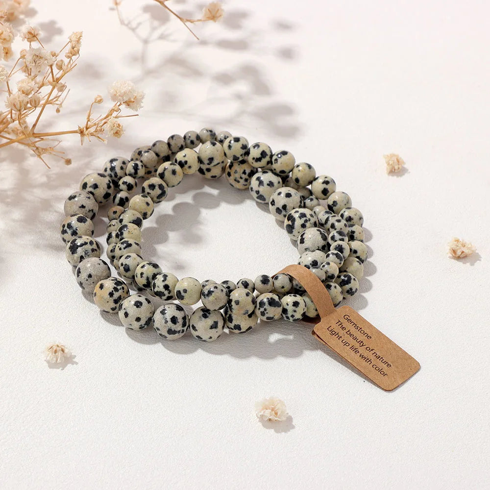 Natural Stone Unakites Beaded Bracelets 3pcs/Set 4/6/8mm Rhodonites Malachites Elastic Rope Bracelet Women Men Yoga Jewelry Gift