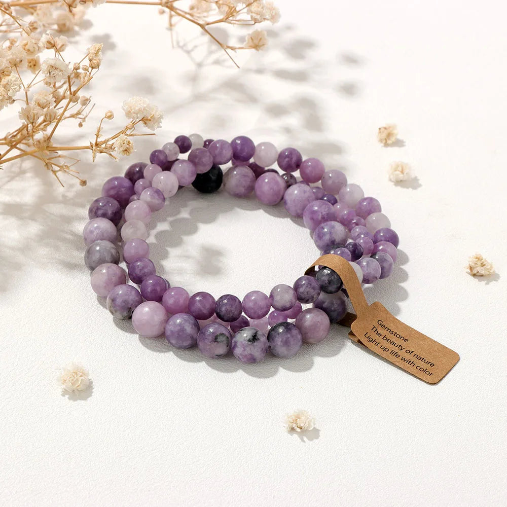 Natural Stone Unakites Beaded Bracelets 3pcs/Set 4/6/8mm Rhodonites Malachites Elastic Rope Bracelet Women Men Yoga Jewelry Gift