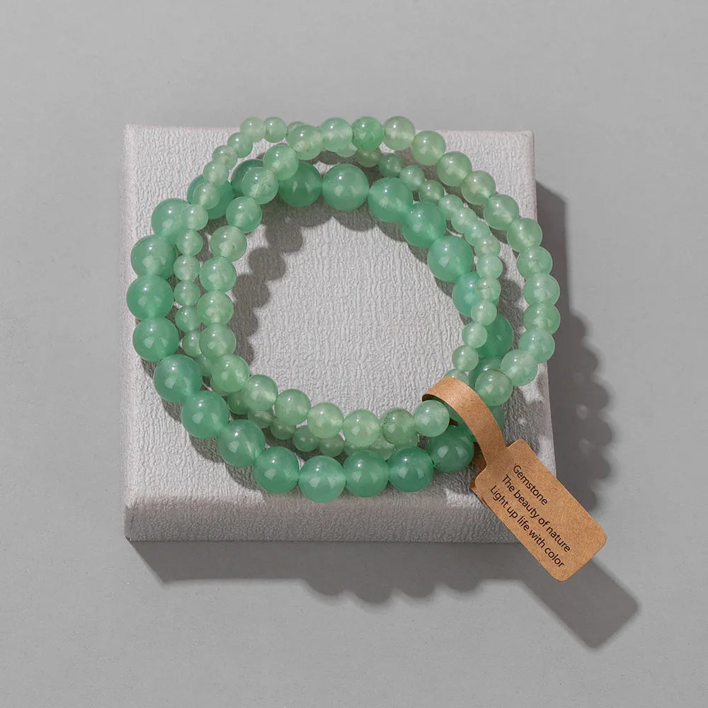 Natural Stone Unakites Beaded Bracelets 3pcs/Set 4/6/8mm Rhodonites Malachites Elastic Rope Bracelet Women Men Yoga Jewelry Gift